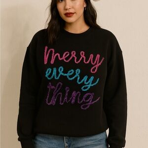 State of Mind Black Sweatshirt‎ with Festive Text
